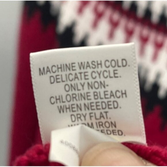 Croft & Barrow Womens Red & Black Nordic Knit Sweater S Cotton Acrylic Winter - Picture 4 of 4